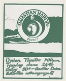 Artist: b'MACKINOLTY, Chips' | Title: b'Sebastian Hardie live!! Union Theatre' | Date: 1976 | Technique: b'screenprint, printed in green ink, from one stencil'