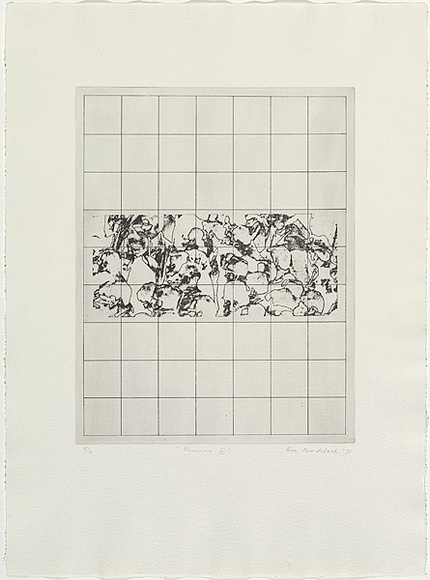 Artist: b'MADDOCK, Bea' | Title: b'Funeral III' | Date: 1971, September | Technique: b'photo-etching and aquatint, printed in black ink, from two plates'