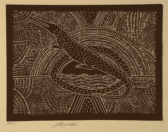 Artist: b'Nargoodah, John.' | Title: b'Crocodile' | Date: 1994, October - November | Technique: b'linocut, printed in black ink, from one block'