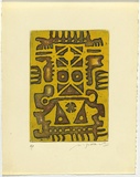 Artist: SELLBACH, Udo | Title: (Circles and triangles) | Date: (1965) | Technique: etching printed in yellow and brown ink, from two plates