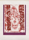 Artist: b'Lamang, Kambau Namaleu.' | Title: b'Eye fingered birth of the super haired super star (It all began in the eyes, so to say)' | Date: 1974 | Technique: b'screenprint, printed in colour, from multiple stencils'