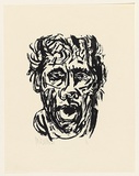 Title: b'not titled [head with open mouth]' | Date: 1968 | Technique: b'screenprint, printed in black ink, from one stencil'