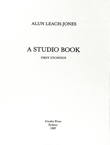 Artist: b'LEACH-JONES, Alun' | Title: b'A studio book first etchings' | Date: 1987 | Technique: b'etching, printed in black ink, from one plate' | Copyright: b'Courtesy of the artist'