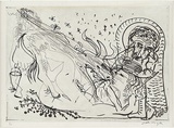 Artist: b'BOYD, Arthur' | Title: b'Reclining figure with sun and flying lion.' | Date: (1968-69) | Technique: b'etching, printed in black ink, from one plate' | Copyright: b'Reproduced with permission of Bundanon Trust'