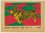 Artist: b'Megalo Screenprinting Collective.' | Title: b'Royal souvenir type 624-24: corgi' | Date: 1981 | Technique: b'screenprint, printed in colour, from four stencils'