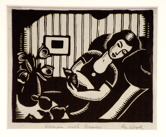 Artist: b'Wood, Rex.' | Title: b'Woman with quinces' | Date: c.1933 | Technique: b'linocut, printed in black ink, from one block'