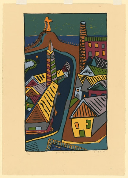 Artist: Bell, Greg. | Title: View of East End. | Date: 1985 | Technique: screenprint, printed in colour, from multiple stencils