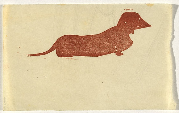 Artist: b'Bell, George..' | Title: b'(Dachshund).' | Technique: b'linocut, printed in black ink, from one block'