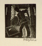 Artist: b'OGILVIE, Helen' | Title: b'not titled [Glassblower]' | Date: (1947) | Technique: b'wood-engraving, printed in black ink, from one block'
