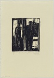 Artist: b'WALKER, Murray' | Title: b'Fred Williams sketching Lilith.' | Date: 1966 | Technique: b'woodcut, printed in black ink, from one block'