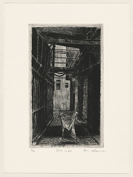 Artist: b'AMOR, Rick' | Title: b'Still life.' | Date: 1992 | Technique: b'etching, printed in black ink, from one plate'