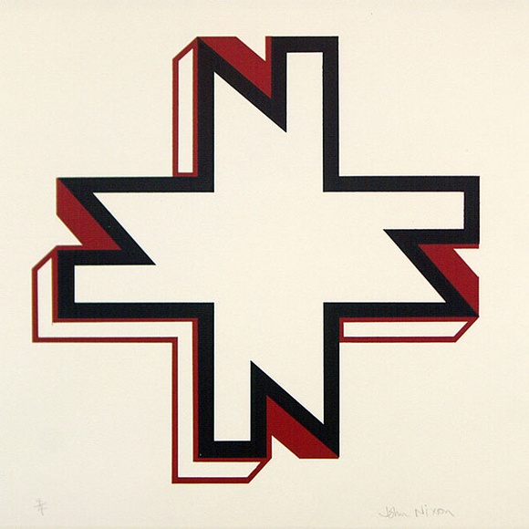 Artist: b'Nixon, John.' | Title: b'(N for Nixon)' | Date: c.1969 | Technique: b'screenprint, printed in colour, from multiple stencils'