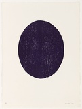 Artist: Nixon, John. | Title: not titled [purple oval] | Date: 1990 | Technique: woodcut, printed in blue ink, one block