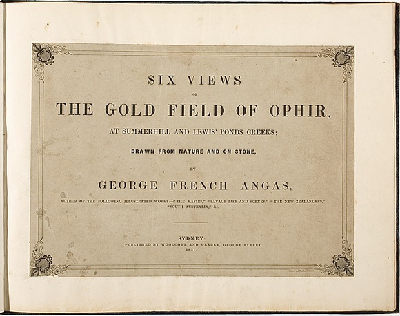 Artist: b'Angas, George French.' | Title: bSix views of the Gold Field of Ophir, at Summerhill and Lewis's Ponds Creeks; drawn from nature and on stone, by George French Angas. | Date: 1851 | Technique: b'letterpress; lithographs, printed in colour, each from multiple stones'