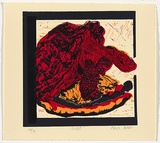 Artist: b'Nelson, Moira.' | Title: b'Incest' | Date: 1981 | Technique: b'linocut, printed in colour, from four blocks'