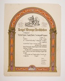 Artist: b'Hamel Brothers.' | Title: b'Loyal Orange Institution, certificate' | Technique: b'lithograph, printed in colour, from multiple stones [or plates]'