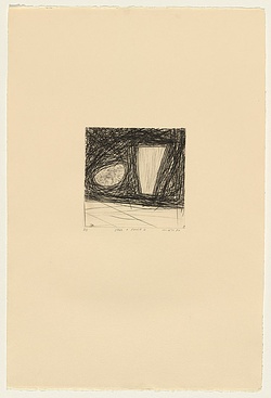 Title: b'Vase and fruit 6' | Date: 1980 | Technique: b'drypoint, printed in black ink, from one perspex plate'