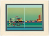 Artist: b'Sanders, Tom.' | Title: b'Bay plays.' | Date: 1986 | Technique: b'screenprint, printed in colour, from 19 stencils'