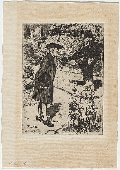 Artist: b'LINDSAY, Lionel' | Title: b'Meditation.' | Date: 1898 | Technique: b'etching and aquatint, printed in black ink, from one plate' | Copyright: b'Courtesy of the National Library of Australia'