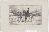 Artist: b'STRUTT, William' | Title: b'Native Police, Pt. Phillip' | Date: 1851 | Technique: b'chalk-lithograph, printed in black ink, from one stone'