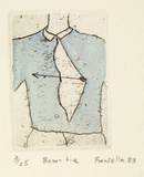 Artist: b'Fransella, Graham.' | Title: b'Bow-tie.' | Date: 1983 | Technique: b'etching, printed in black ink, from one plate; hand-coloured' | Copyright: b'Courtesy of the artist'