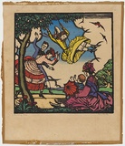 Artist: Proctor, Thea. | Title: The swing. | Date: (1925) | Technique: woodcut, printed in black ink, from one block; hand-coloured | Copyright: © Art Gallery of New South Wales