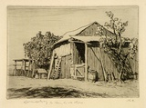 Artist: b'LINDSAY, Lionel' | Title: bHans Heysen's old studio | Date: 1920 | Technique: b'etching, printed in black ink with plate-tone, from one copper plate' | Copyright: b'Courtesy of the National Library of Australia'