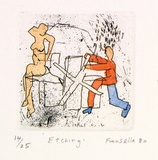 Artist: b'Fransella, Graham.' | Title: b'Etching.' | Date: 1980 | Technique: b'etching, printed in black ink, from one plate; hand-coloured' | Copyright: b'Courtesy of the artist'