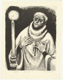 Artist: Counihan, Noel. | Title: The relieving priest. | Date: 1981 | Technique: lithograph, printed in black ink, from one stone