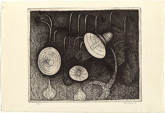 Artist: b'Brack, John.' | Title: b'The sun lamps.' | Date: 1966 | Technique: b'etching, printed in black ink, from one copper plate' | Copyright: b'\xc2\xa9 Helen Brack'