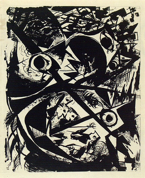 Artist: b'French, Len.' | Title: b'(Destruction of the fleet).' | Date: (1955) | Technique: b'lithograph, printed in black ink, from one plate' | Copyright: b'\xc2\xa9 Leonard French. Licensed by VISCOPY, Australia'