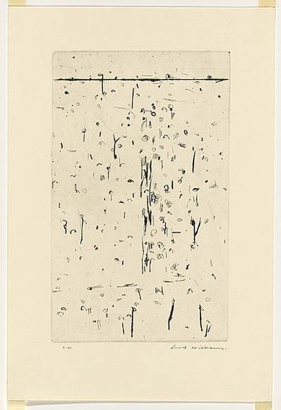 Artist: b'WILLIAMS, Fred' | Title: b'First variation of You Yangs Landscape. Number 1' | Date: 1965-66 | Technique: b'etching, engraving and drypoint, printed in black ink, from one copper plate' | Copyright: b'\xc2\xa9 Fred Williams Estate'