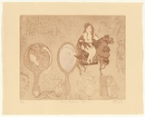 Artist: b'GRIFFITH, Pamela' | Title: b'Lady Godiva and Tom' | Date: 1979 | Technique: b'etching, soft ground, aquatint, soft ground fabric lift from one zinc plate' | Copyright: b'\xc2\xa9 Pamela Griffith'