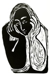 Artist: b'LAWTON, Tina' | Title: b'not titled [pensive woman]' | Date: c.1963 | Technique: b'woodcut'