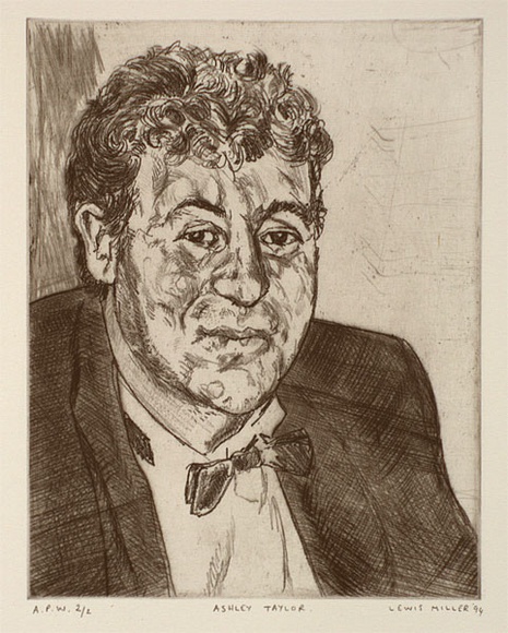 Artist: b'Miller, Lewis.' | Title: b'Ashley Taylor' | Date: 1994 | Technique: b'etching, printed in black ink, from one plate' | Copyright: b'\xc2\xa9 Lewis Miller. Licensed by VISCOPY, Australia'