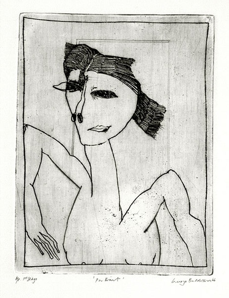Artist: b'BALDESSIN, George' | Title: b'Portrait.' | Date: 1966 | Technique: b'etching and drypoint, printed in black ink with plate-tone, from one plate'