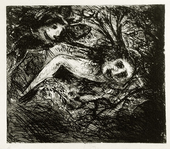 Artist: b'BOYD, Arthur' | Title: b'Broken nude and flying figure.' | Date: (1962-63) | Technique: b'etching and aquatint, printed in black ink, from one plate' | Copyright: b'Reproduced with permission of Bundanon Trust'