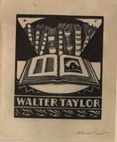 Artist: FEINT, Adrian | Title: Bookplate: Walter Taylor. | Date: (1927) | Technique: wood-engraving, printed in black ink, from one block | Copyright: Courtesy the Estate of Adrian Feint
