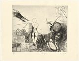 Artist: b'Shead, Garry.' | Title: b'Enigma' | Date: 1975 | Technique: b'etching, printed in black ink, from one plate' | Copyright: b'\xc2\xa9 Garry Shead'