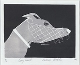 Artist: b'Victoria College for the Deaf.' | Title: b'Greyhound' | Date: 1997 | Technique: b'linocut, printed in colour, from two blocks (black and grey)'