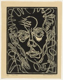 Artist: Kahan, Louis. | Title: The artist and his tools | Date: 1947 | Technique: woodcut, printed in black ink, from one block | Copyright: © Louis Kahan. Licensed by VISCOPY, Australia