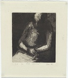 Artist: b'MADDOCK, Bea' | Title: b'Old woman' | Date: 1961 | Technique: b'etching and aquatint, printed in black ink, from one zinc plate'