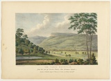 Artist: LYCETT, Joseph | Title: The Table Mountain, from the end of Jericho Plains, Van Diemen's Land | Date: 01 August 1824 | Technique: lithograph, printed in black ink, from one stone; hand-coloured