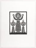 Artist: Groblicka, Lidia. | Title: Symmetrical smile 5. | Date: 1988 | Technique: woodcut, printed in black ink, from one block