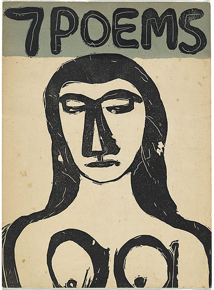 Artist: McCahon, Colin. | Title: 7 poems | Date: 7 June 1952 | Technique: linocut, printed in colour, from two blocks (black and grey)
