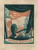 Artist: FEINT, Adrian | Title: Bookplate: Ursula Hayward. | Date: (1937) | Technique: wood-engraving, printed in colour, from three blocks in pink, and light and dark green inks | Copyright: Courtesy the Estate of Adrian Feint