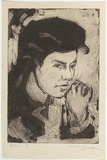 Artist: ARMSTRONG, Ian | Title: Kathleen. | Date: c.1955 | Technique: etching and aquatint printed in black ink with plate-tone (from one plate