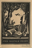 Artist: b'FEINT, Adrian' | Title: b'Bookplate: John Malcolm Fraser.' | Date: (1938) | Technique: b'wood-engraving, printed in black ink, from one block' | Copyright: b'Courtesy the Estate of Adrian Feint'