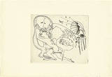 Artist: b'BOYD, Arthur' | Title: b'Potter with child and gramophone.' | Date: (1968-69) | Technique: b'etching, printed in black ink, from one plate' | Copyright: b'Reproduced with permission of Bundanon Trust'