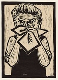 Title: The handkerchief | Date: 1957 | Technique: linocut, printed in black ink, from one block